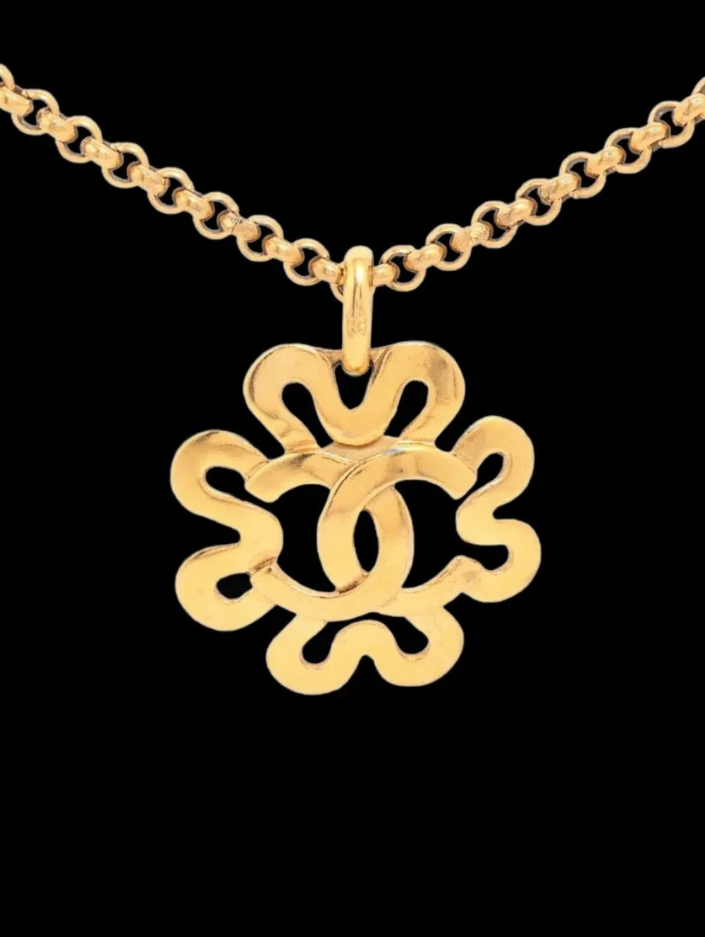 #105 - Chanel CC Coco Long Necklace Mark 95P Necklace GP - VINTAGE